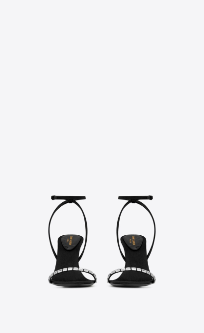 GLORIA SANDALS IN CREPE SATIN WITH RHINESTONES